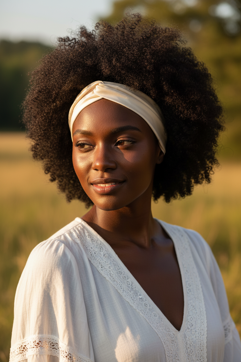 Bandeau ivoire bohème cheveux frisés