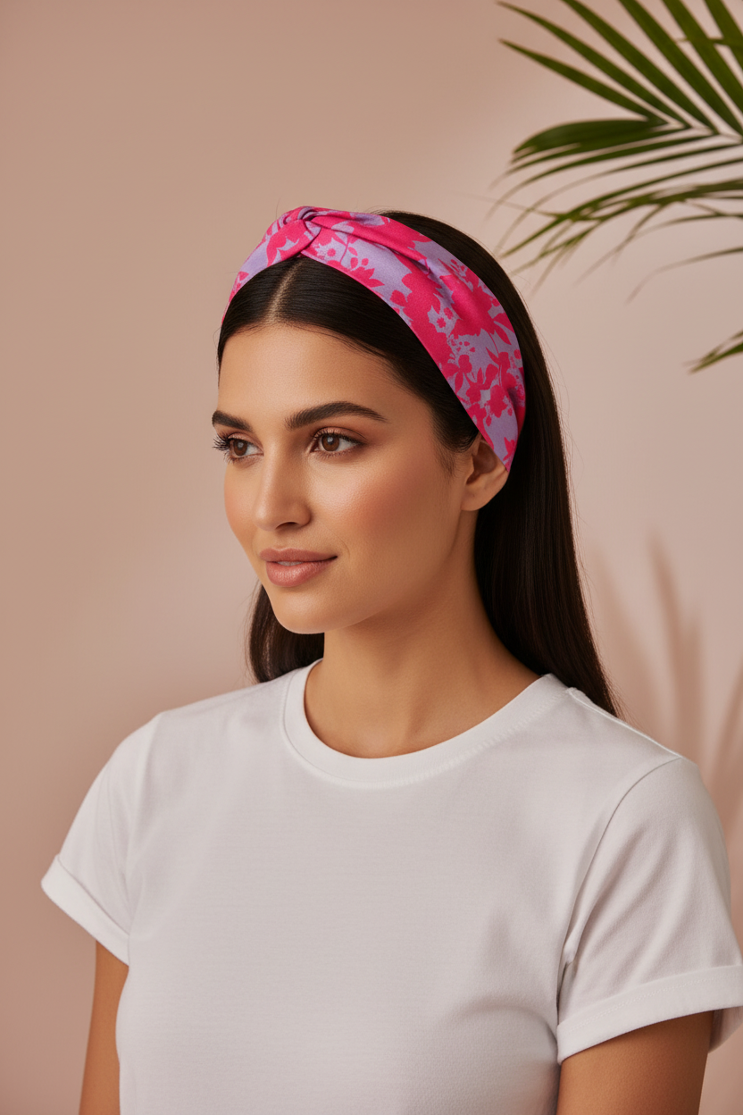 Bandeau rose - mannequin cheveux lisses