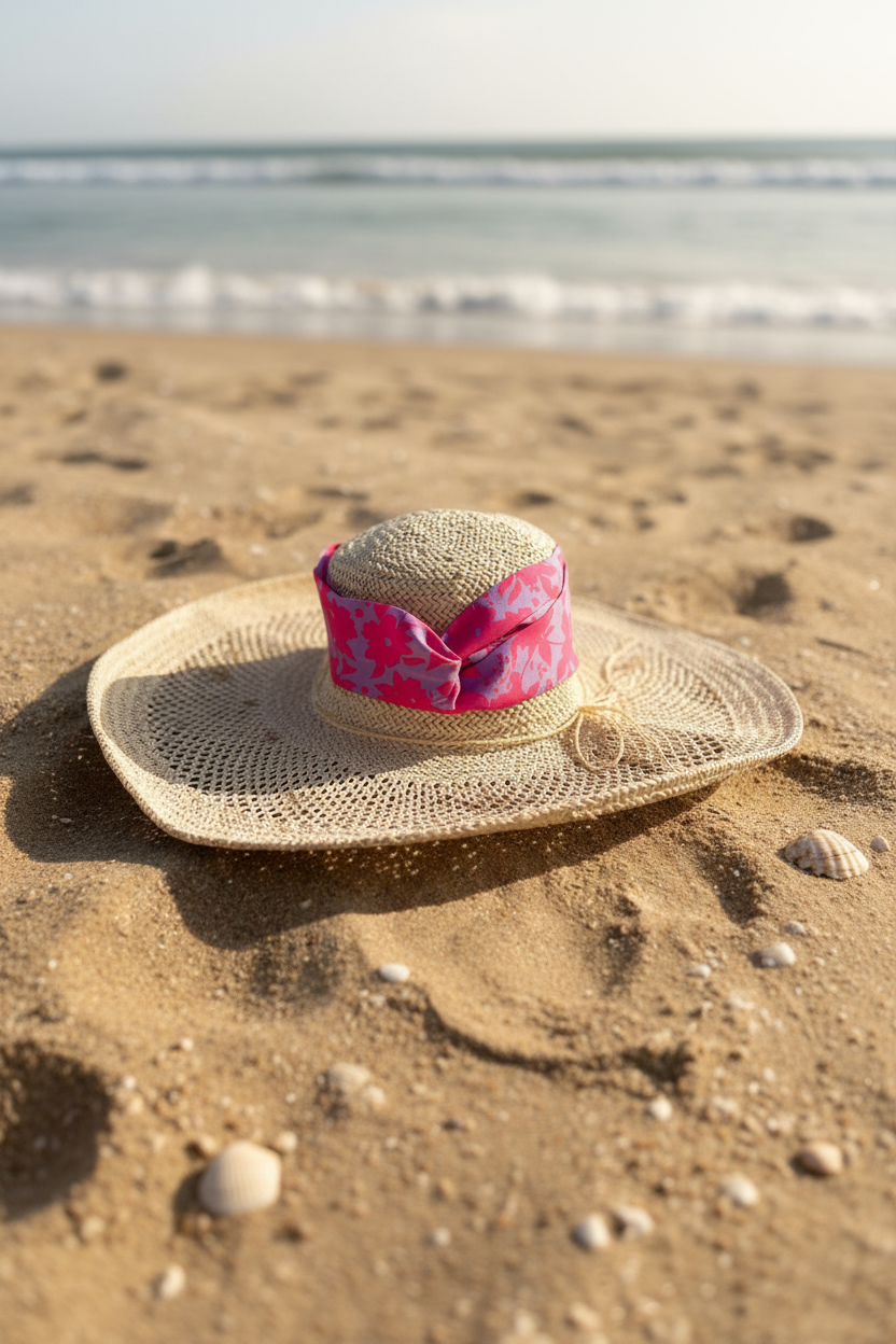 Chapeau de paille sur la plage